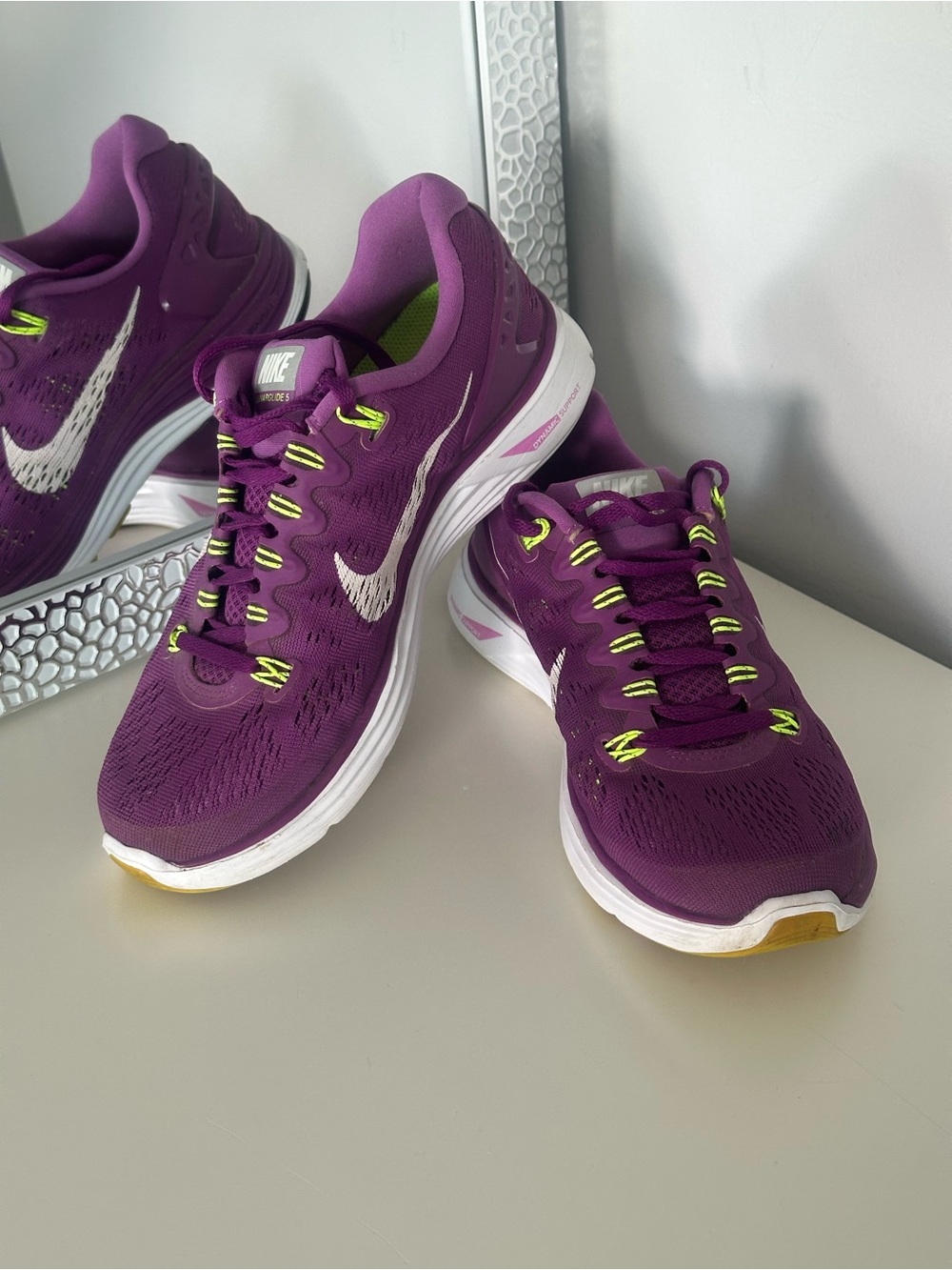 Nike Women's Purple Running Sneakers with Lime Highlights Sz 6.5